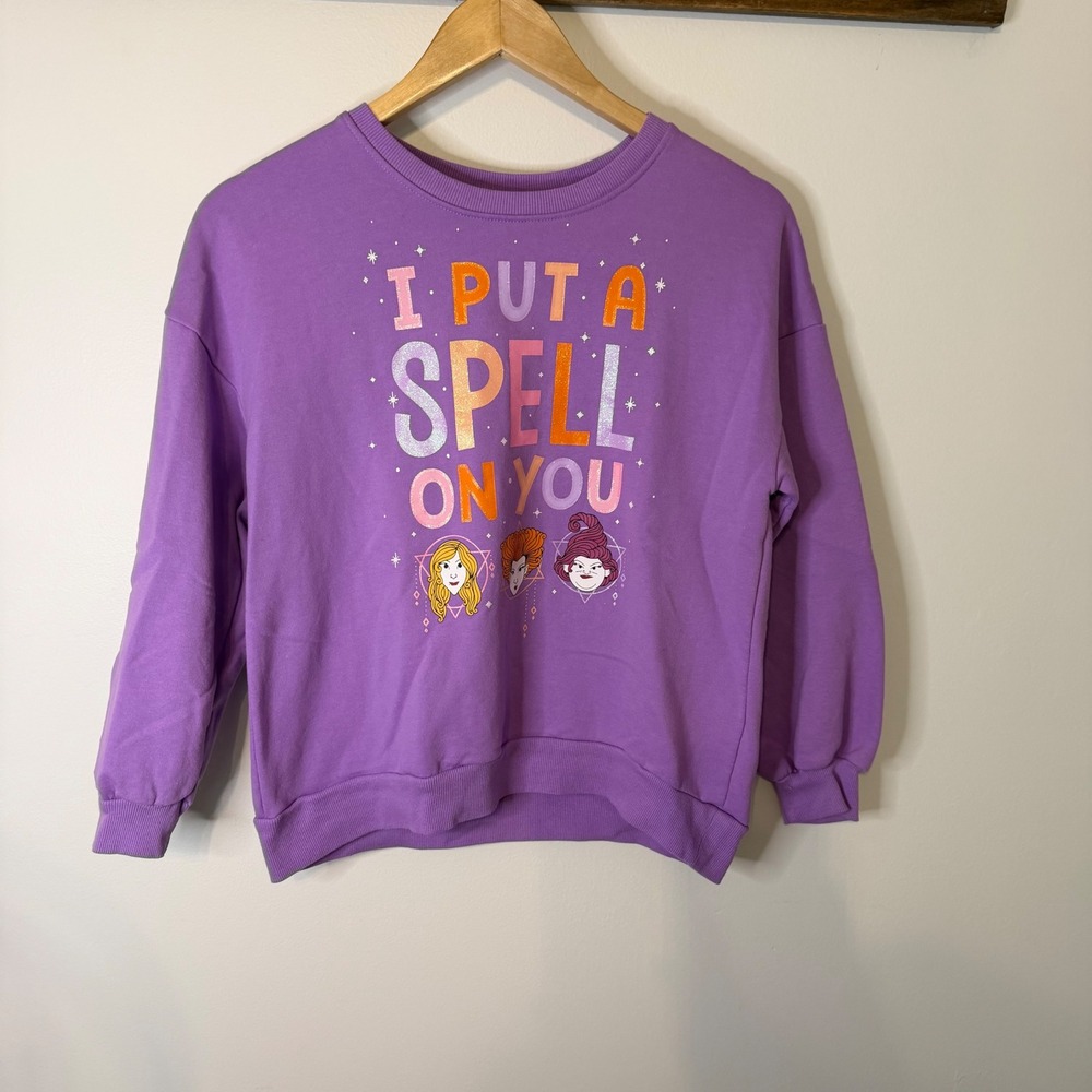 Disney Hocus Pocus Girls Purple I Put A Spell On You Sweatshirt XL 14-16